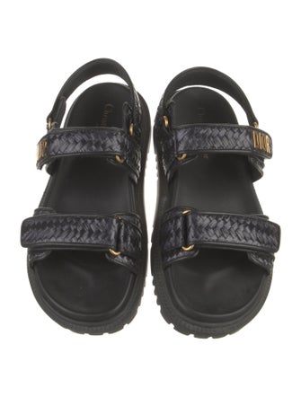 Christian Dior Cannage Pattern Straw Slingback Sandals
