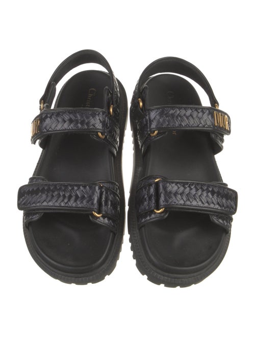 Christian Dior Cannage Pattern Straw Slingback Sandals