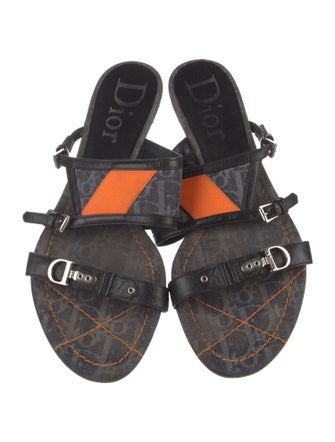 Christian Dior Diorissimo Pattern Denim Slides