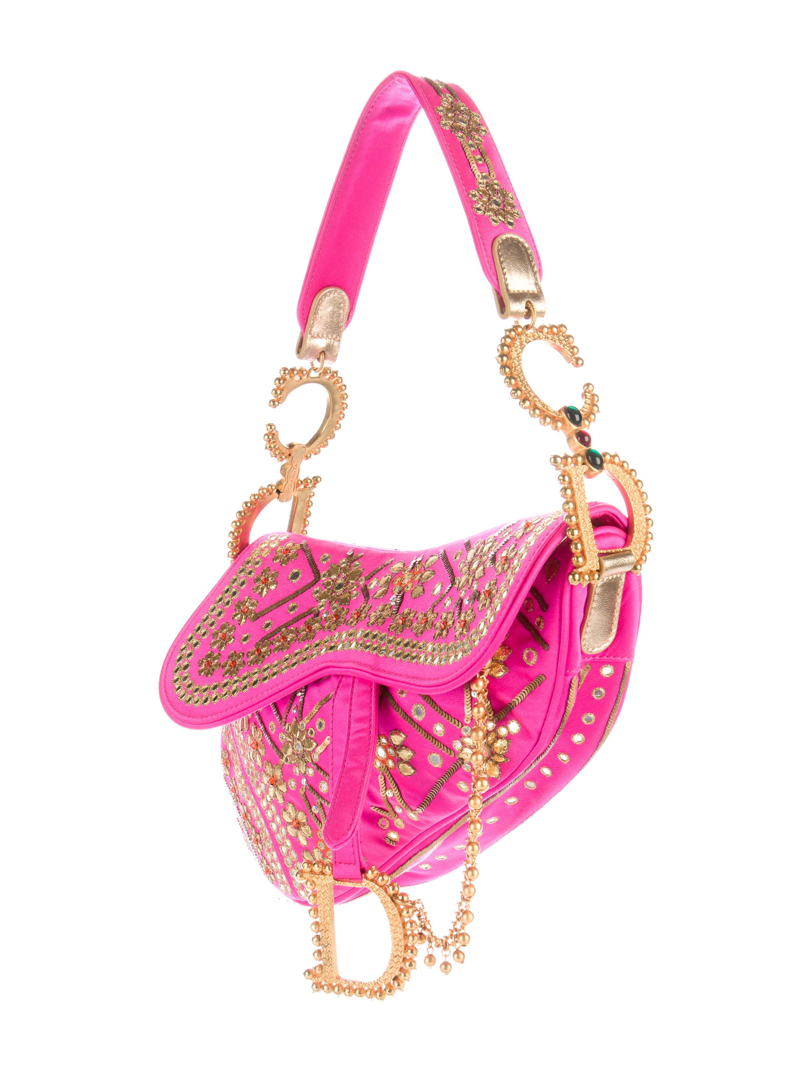 Christian Dior Anniversary India Embellished Saddle Bag - Pink