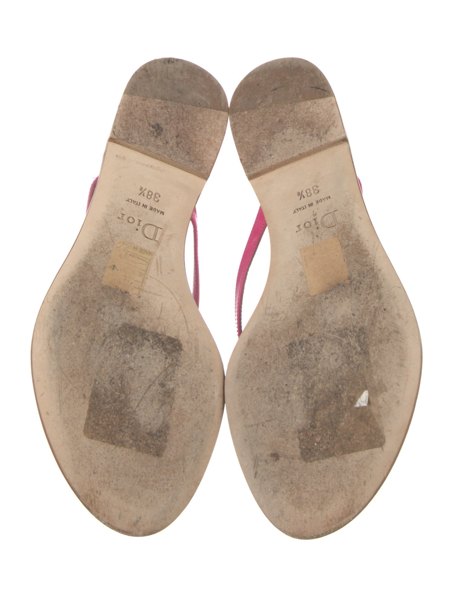 Christian Dior Patent Leather Bow Accents Flip Flops