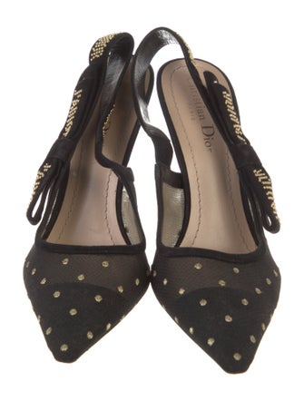 Christian Dior Mesh Polka Dot Print Slingback Pumps