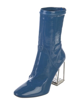 Christian Dior Patent Leather Crystal Embellishments Sock Boots