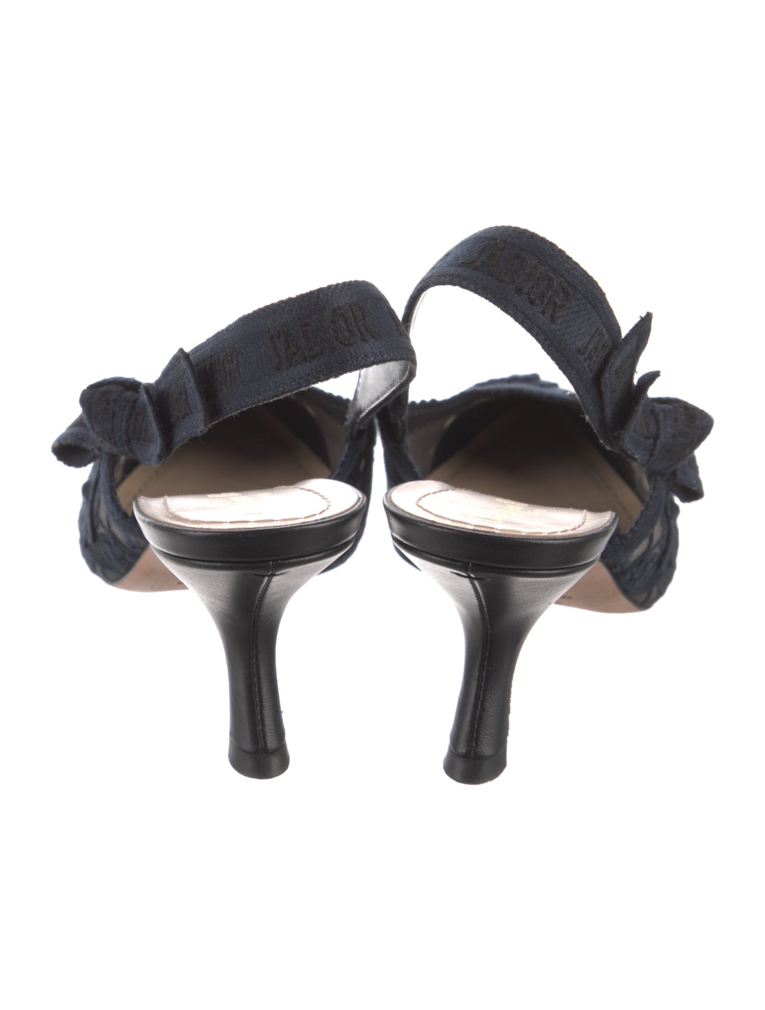 Christian Dior Canvas Lace Pattern Slingback Pumps