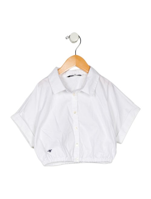 Christian Dior Girls' Short Sleeved Cropped Button Up Top