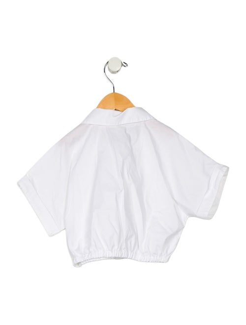 Christian Dior Girls' Short Sleeved Cropped Button Up Top