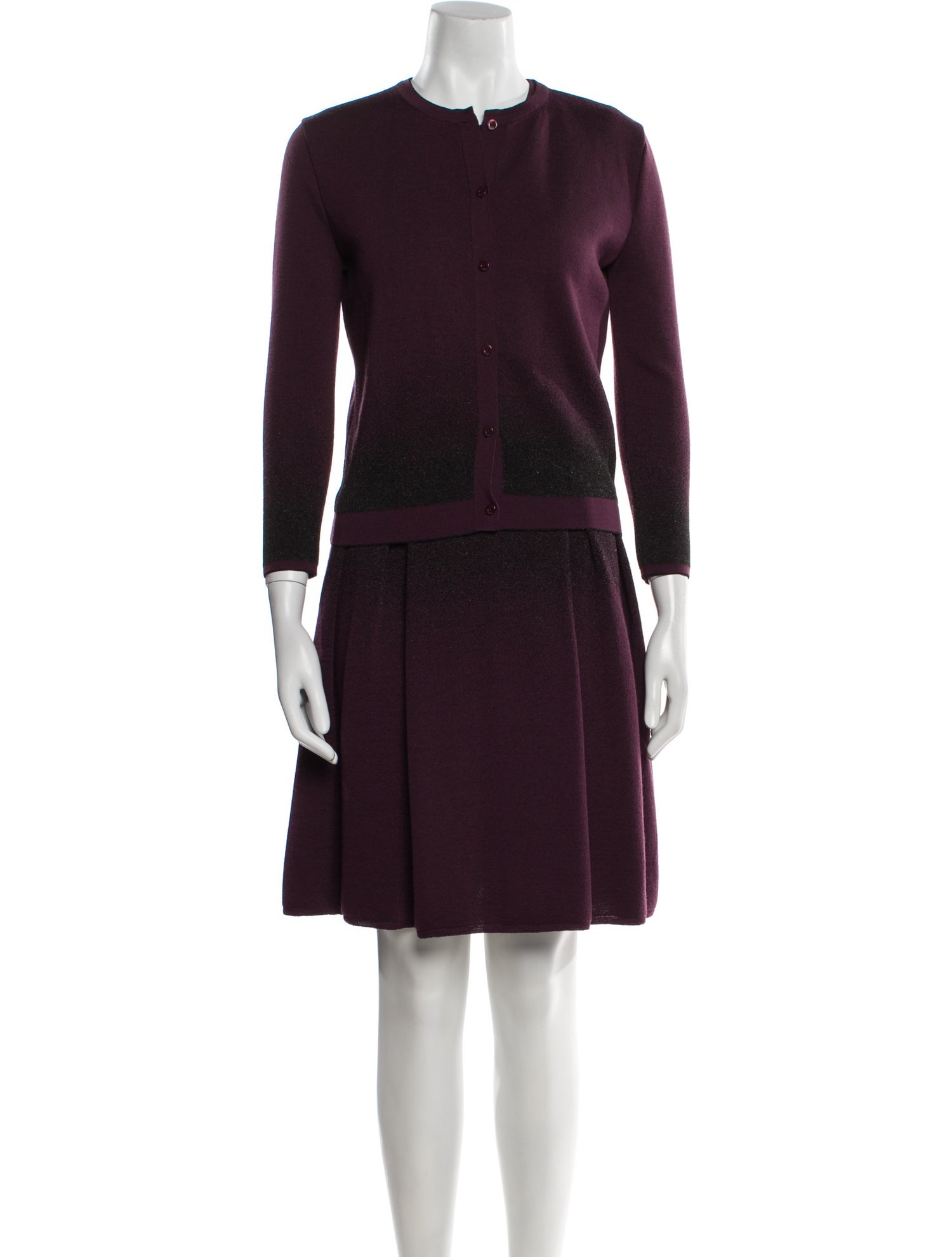 Christian Dior Virgin Wool Pleated Accents Dress Set