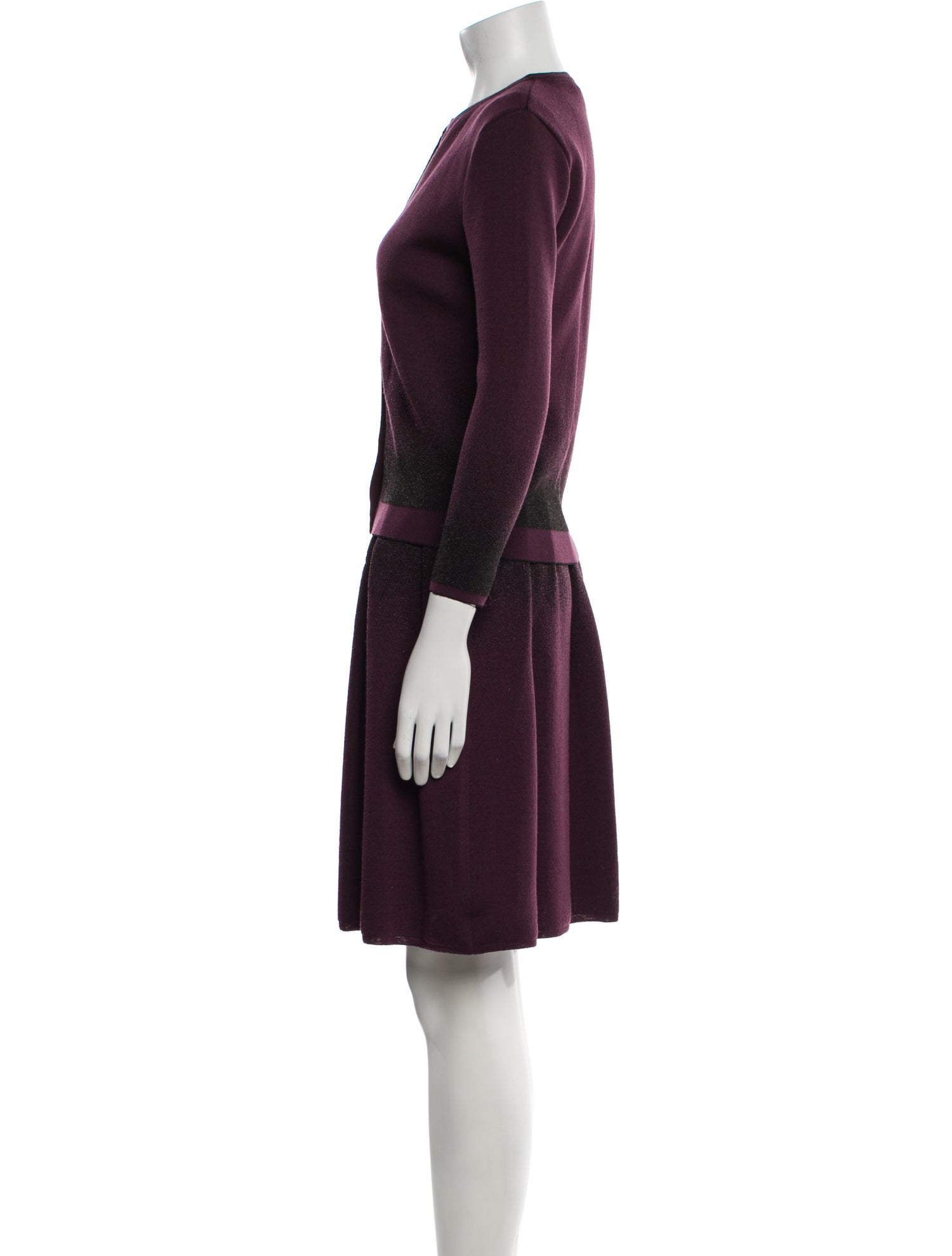 Christian Dior Virgin Wool Pleated Accents Dress Set