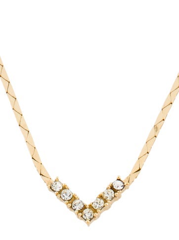 Christian Dior Pendant Necklace Vintage Crystal V