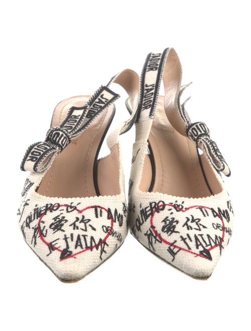 Christian Dior Printed Bow Accents Slingback Pumps
