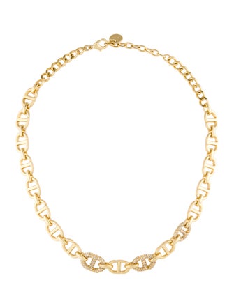 Christian Dior Crystal CD Link Chain Necklace