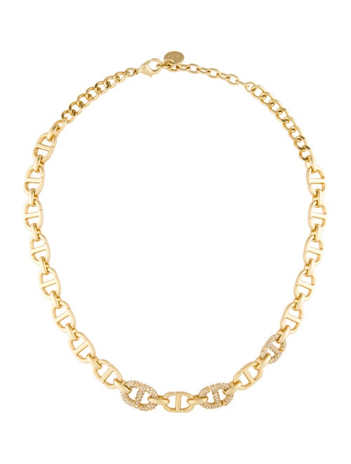 Christian Dior Crystal CD Link Chain Necklace