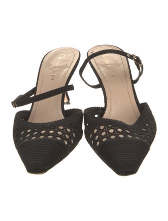 Christian Dior Cannage Pattern Scalloped Accent Mules