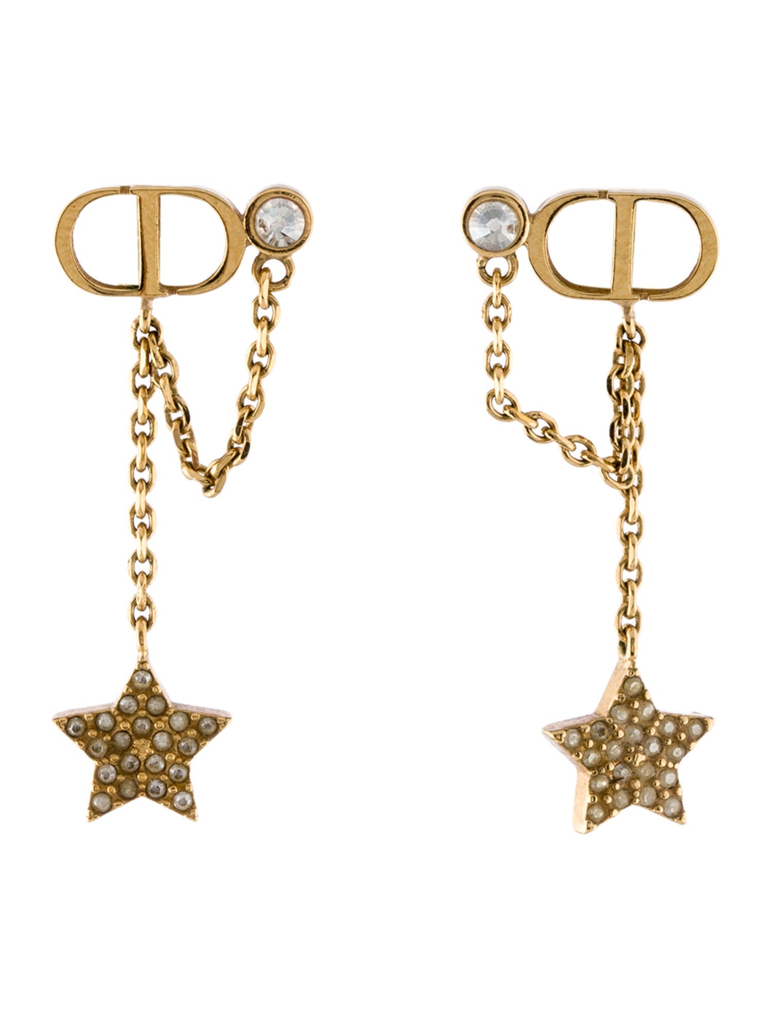 Christian Dior Crystal Petit CD Star Drop Earrings