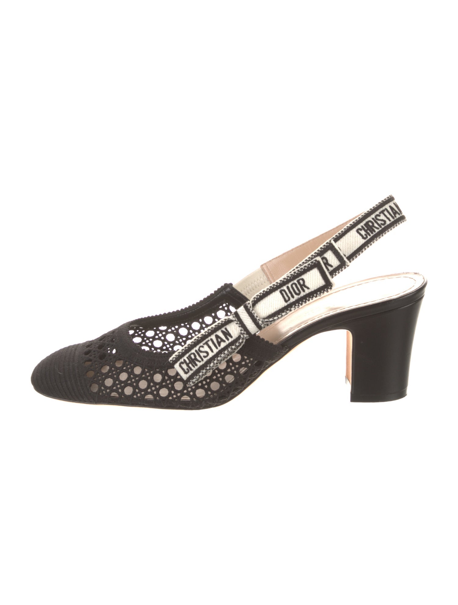 Christian Dior Cannage Pattern Bow Accents Slingback Pumps