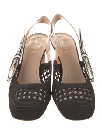 Christian Dior Cannage Pattern Bow Accents Slingback Pumps