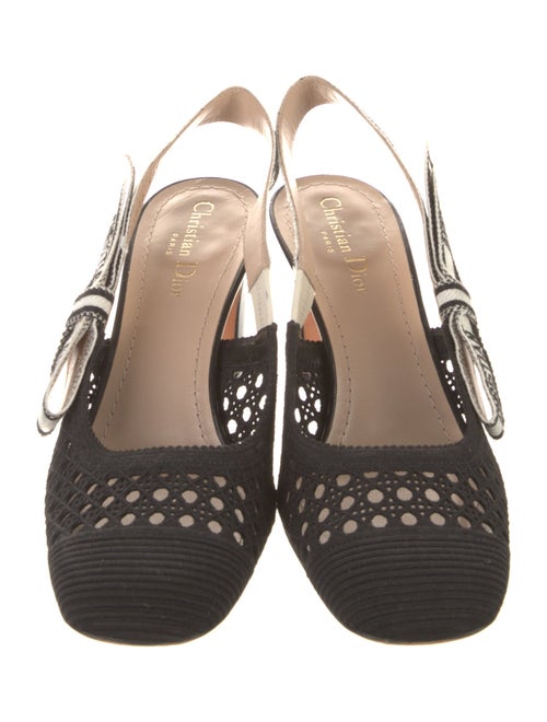 Christian Dior Cannage Pattern Bow Accents Slingback Pumps