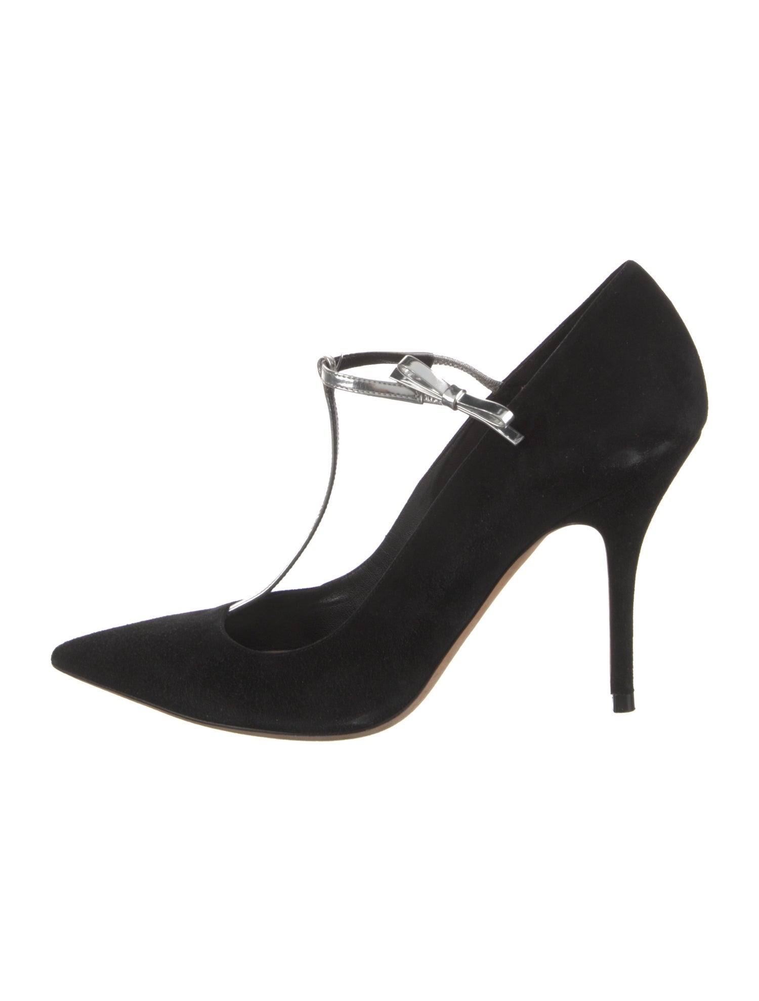 Christian Dior Suede Bow Accents T-Strap Pumps