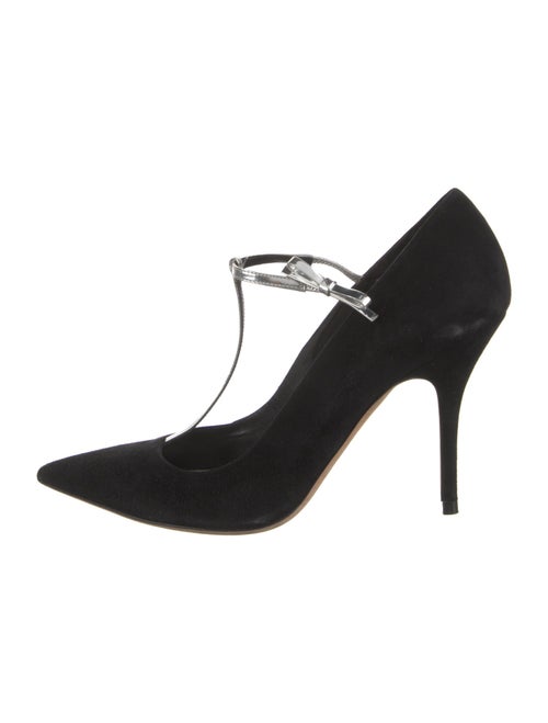 Christian Dior Suede Bow Accents T-Strap Pumps