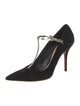 Christian Dior Suede Bow Accents T-Strap Pumps