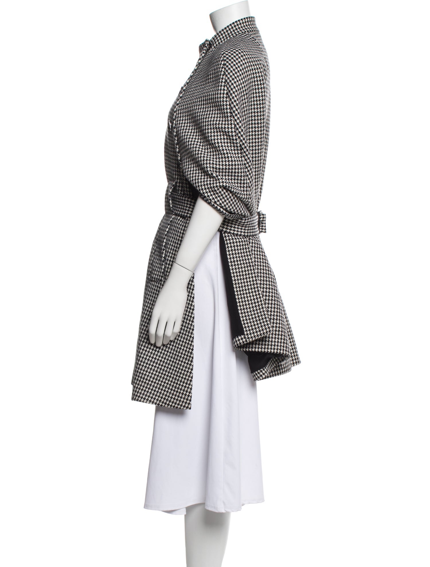Christian Dior Virgin Wool Houndstooth Print Coat