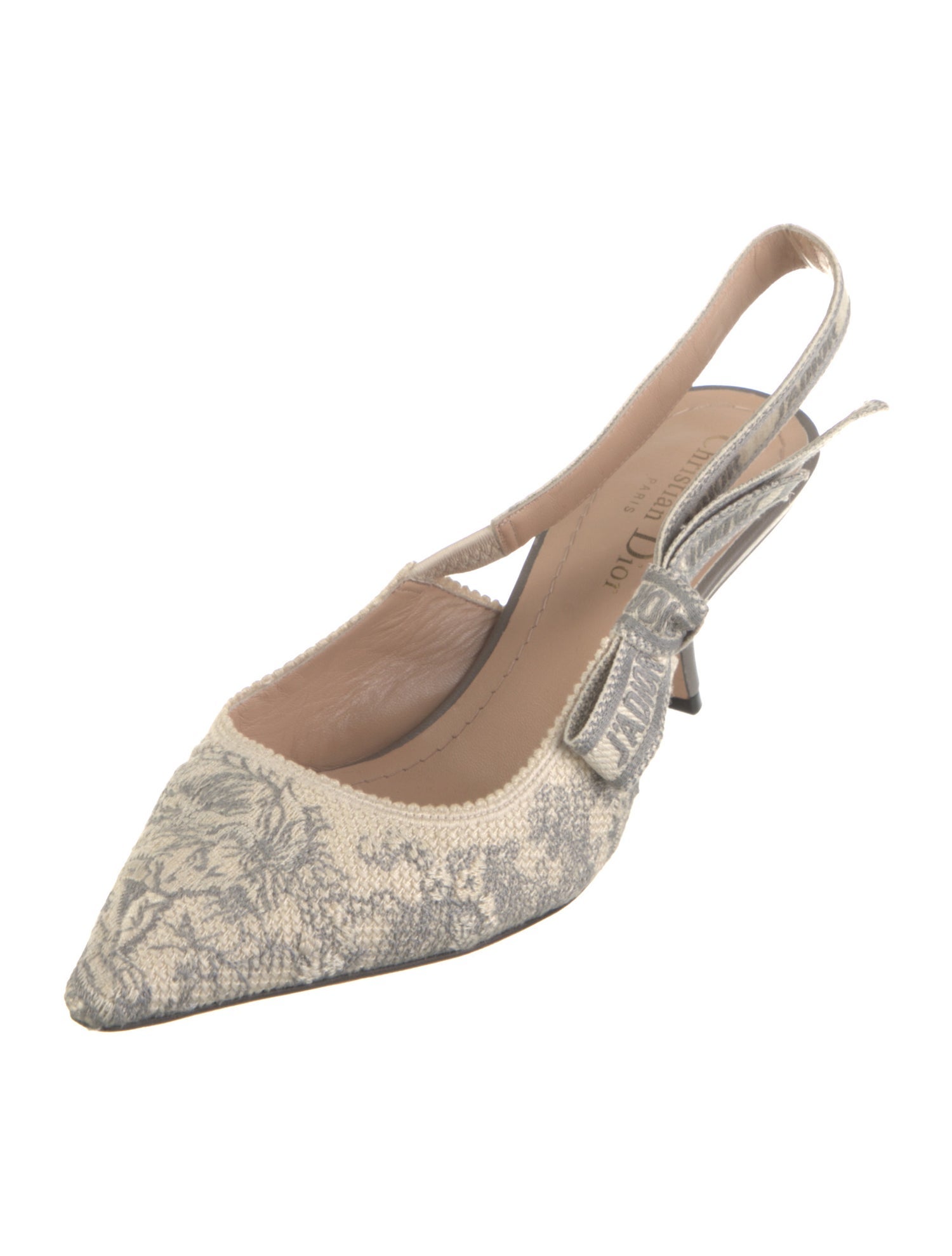 Christian Dior Printed Bow Accents Slingback Pumps