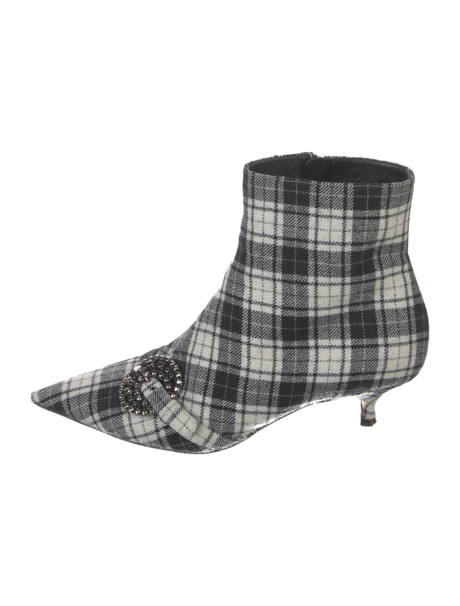 Christian Dior Tweed Plaid Print Sock Boots