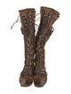 Christian Dior Signature Logo Shearling Lace-Up Boots