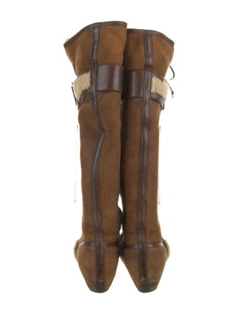 Christian Dior Signature Logo Shearling Lace-Up Boots