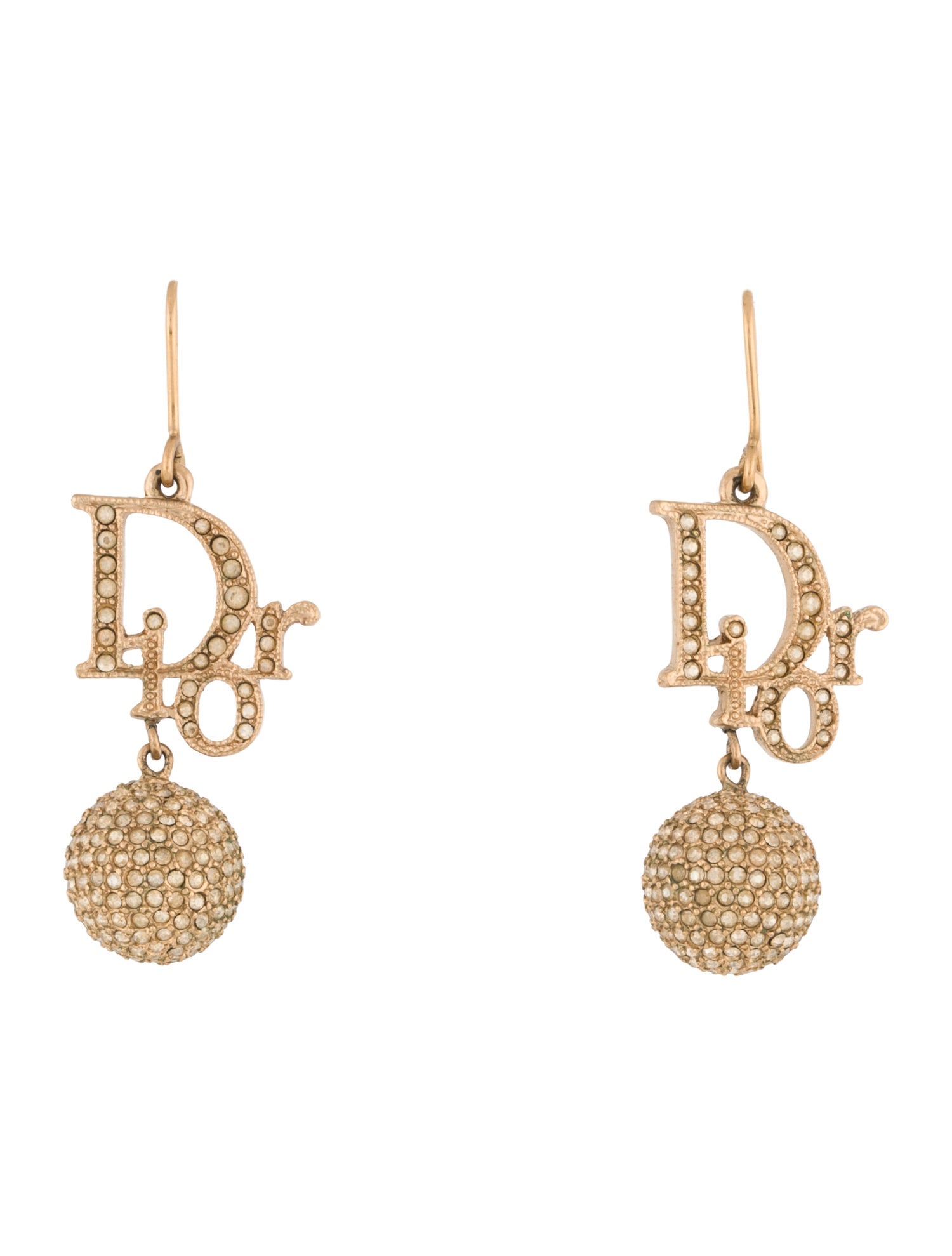 Christian Dior Crystal Pavé Logo Drop Earrings