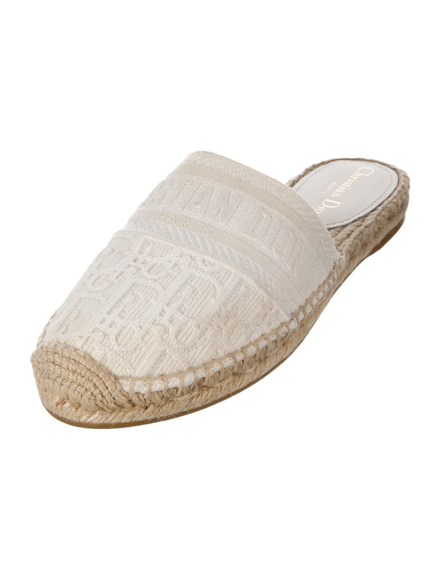 Christian Dior Canvas Embroidered Accent Mules