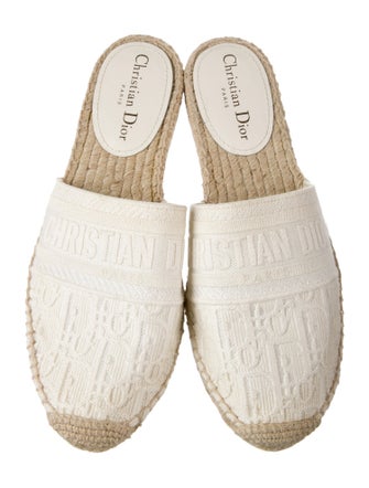 Christian Dior Canvas Embroidered Accent Mules