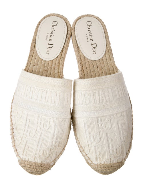 Christian Dior Canvas Embroidered Accent Mules