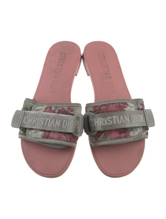 Christian Dior Printed Grosgrain Trim Slides