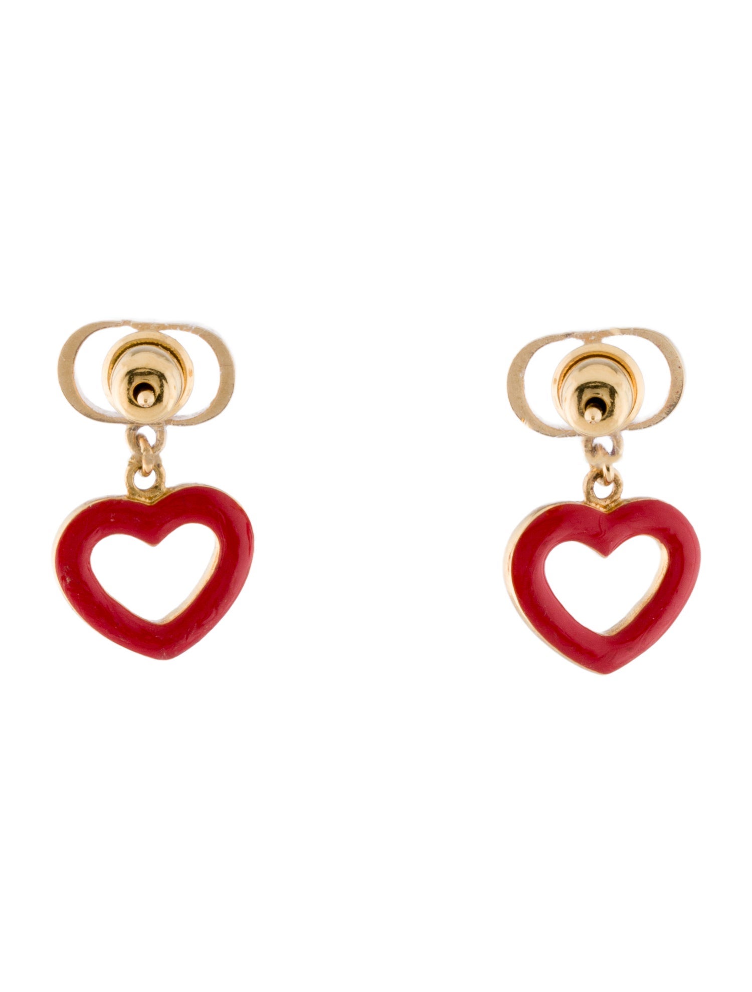 Christian Dior Enamel CD Heart Drop Earrings
