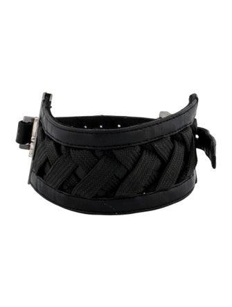 Christian Dior Leather & Fabric Wrap Bracelet