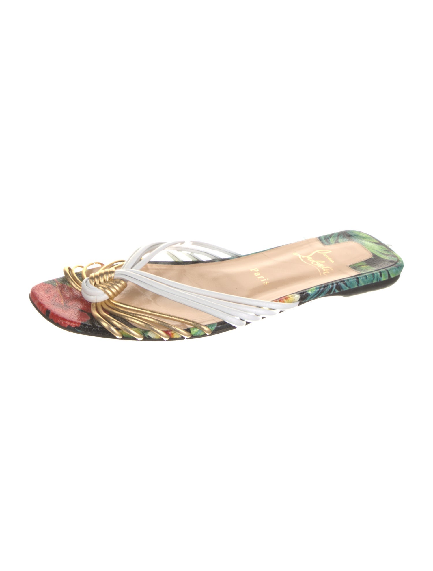 Christian Louboutin Leather Printed Slides