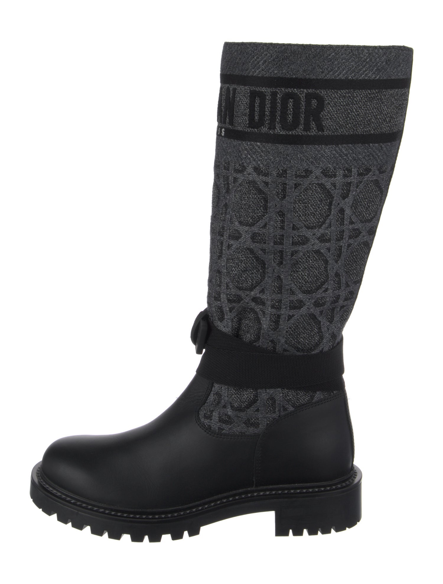 Christian Dior Leather Graphic Print Moto Boots