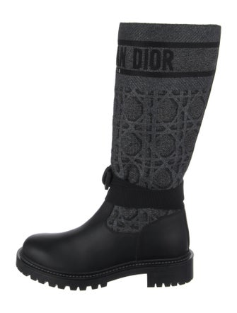 Christian Dior Leather Graphic Print Moto Boots
