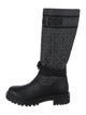 Christian Dior Leather Graphic Print Moto Boots