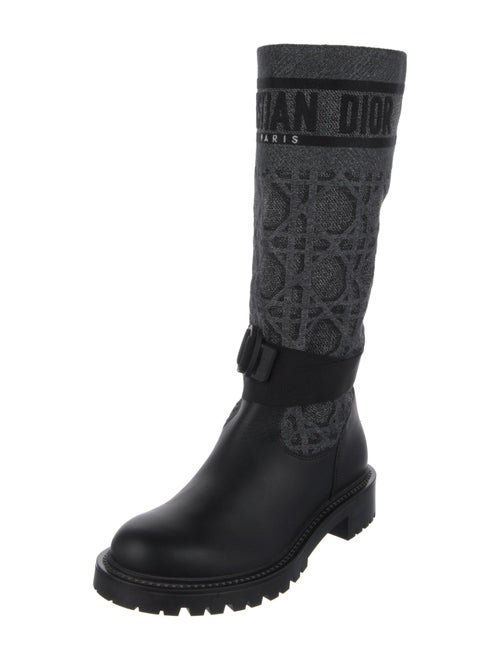 Christian Dior Leather Graphic Print Moto Boots