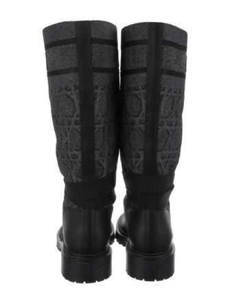 Christian Dior Leather Graphic Print Moto Boots