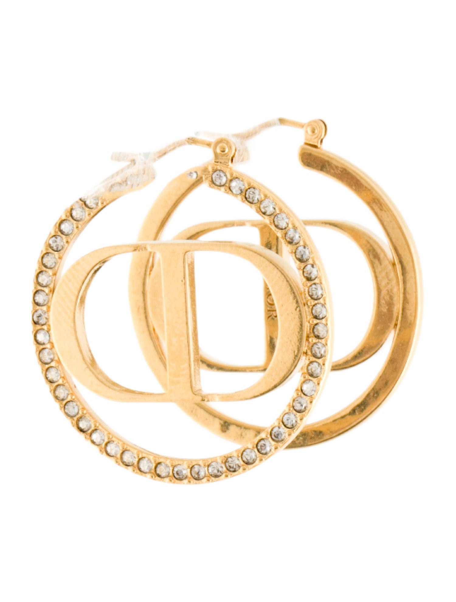 Christian Dior Crystal CD 30 Montaigne Hoop Earrings