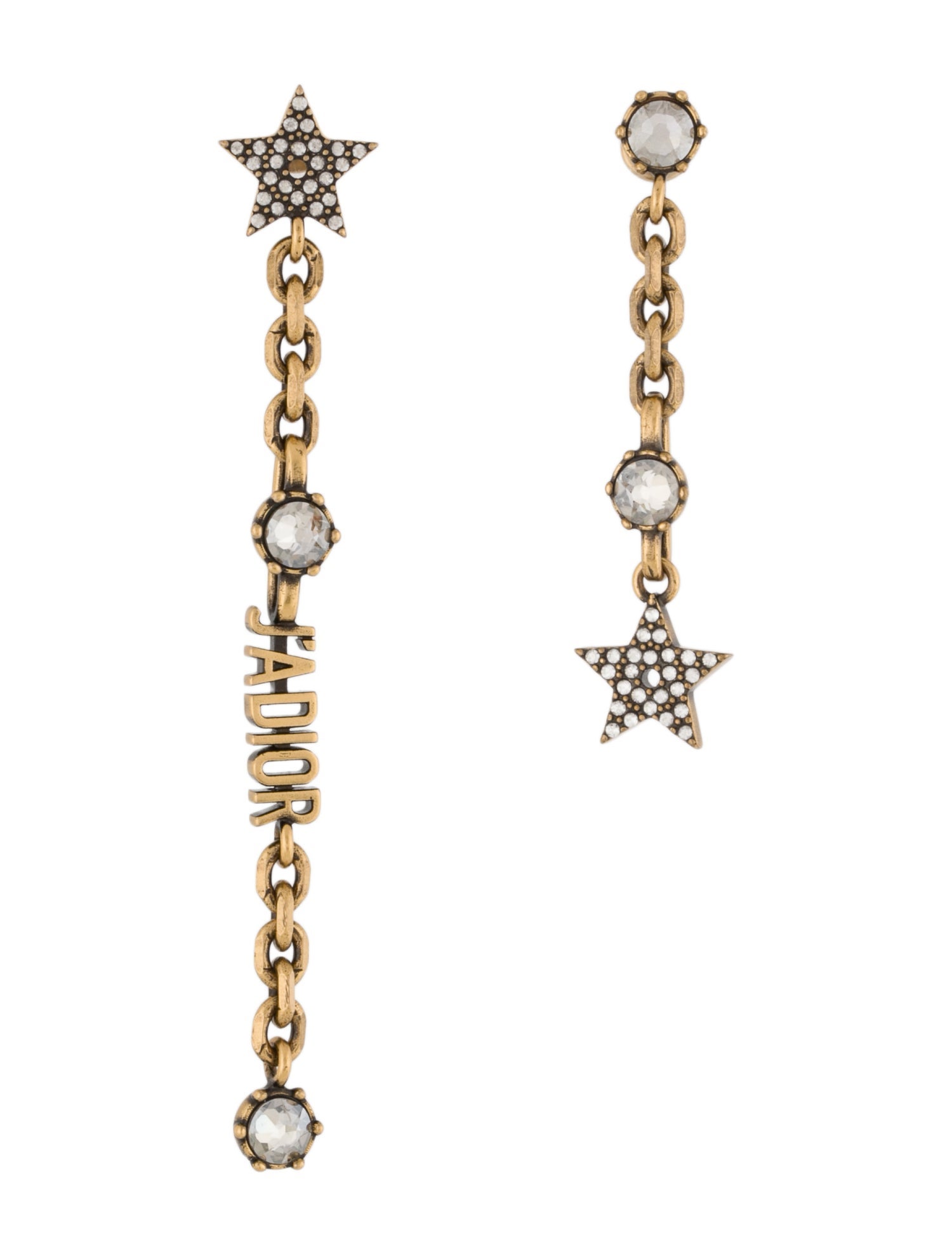 Christian Dior Crystal Star J'Adior Abstract Drop Earrings