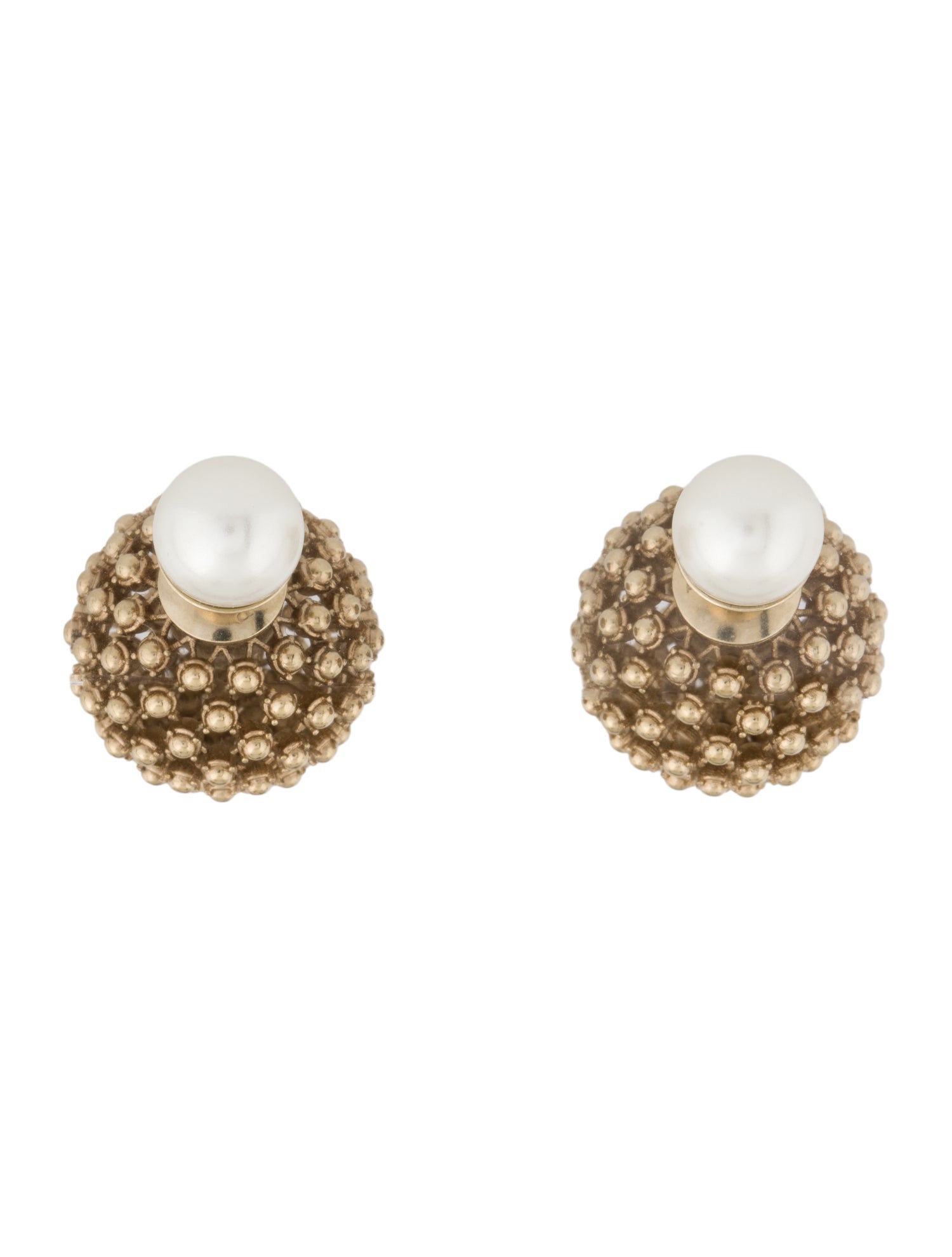 Christian Dior Faux Pearl Tribales Stud Earrings