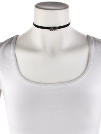 Christian Dior Ribbon Dior Logo Choker Necklace