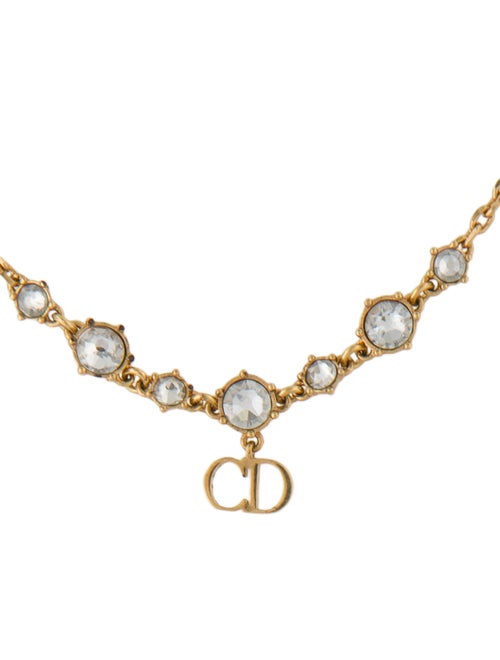 Christian Dior Crystal CD Chain Necklace