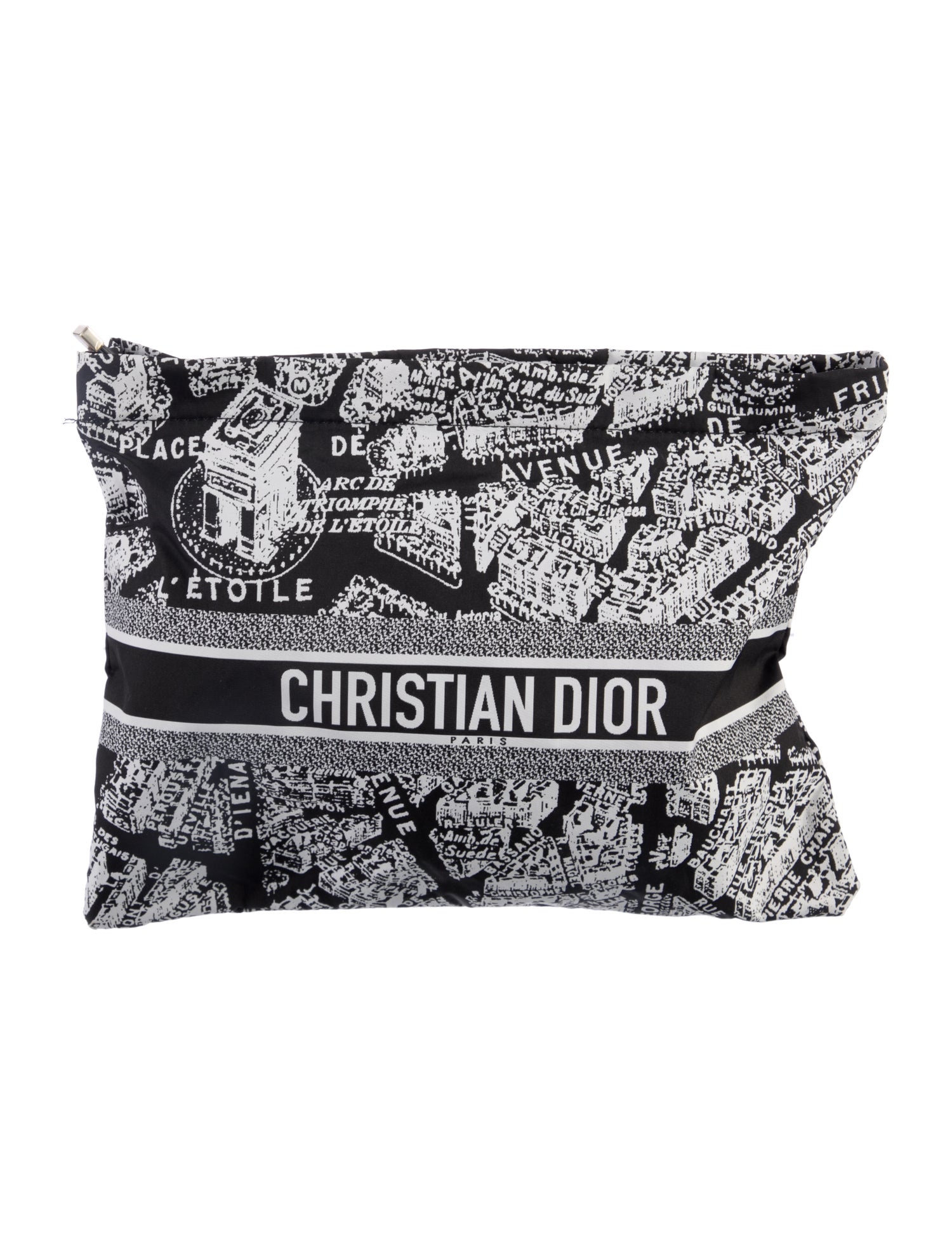 Christian Dior black pattern print cosmetic bag