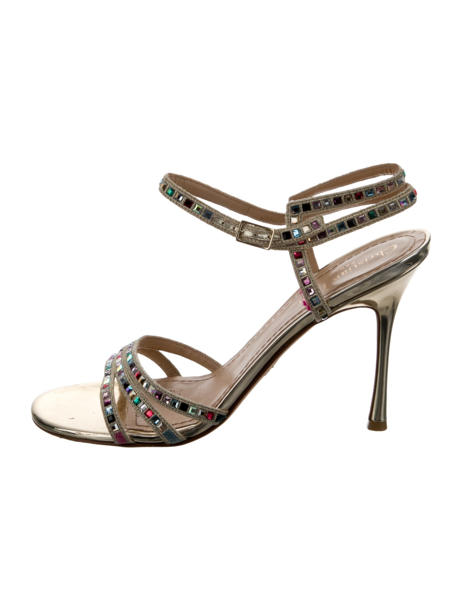Christian Dior Leather Crystal Embellishments Sandals