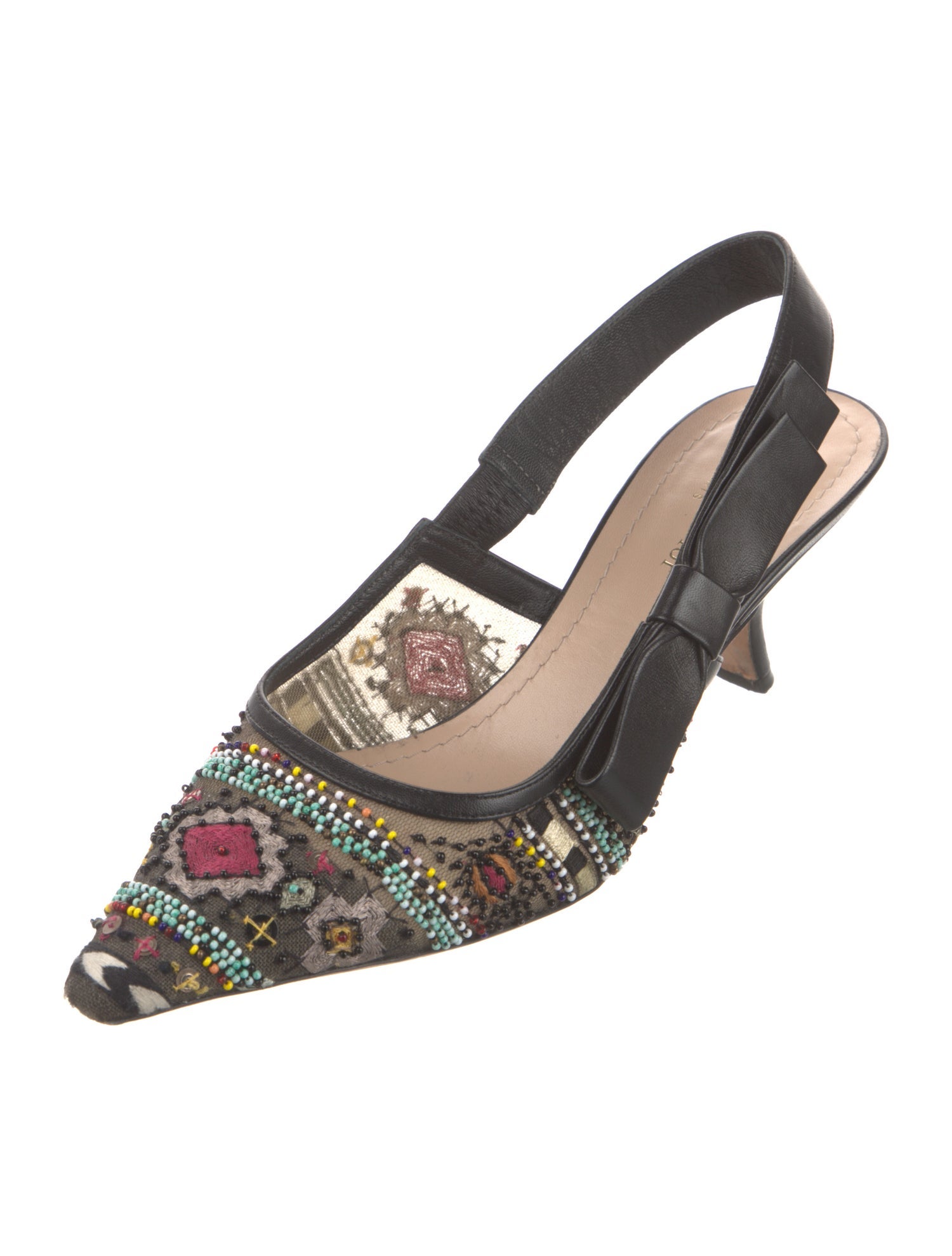 Christian Dior Mesh Floral Print Slingback Pumps